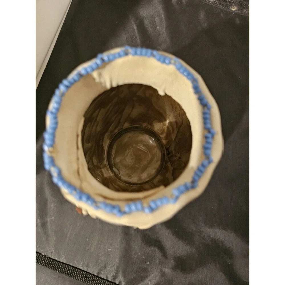 Vintage Chippewa Native American Leather Wrap Glass Singed